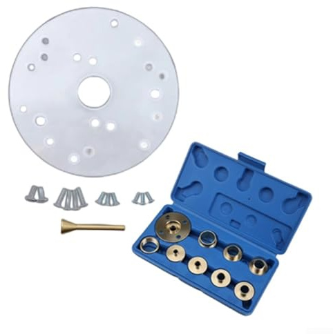 164 mm Acryl-Oberfräser-Grundplatte mit Zentrierstift und 10 Messing-Oberfräsenführungsbuchsen für Porter-Kabel für Bosch für Dewalt für genaue Holzbearbeitung Router Bit Ausrichtung metrischer