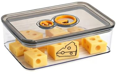Hynorian Käsedose Kühlschrank 1250 ml aus PP mit Datumsanzeige in Grau | Stapelbare Käsebox für Käse, Wurst und Schinken; transparenter Behälter erleichtert Übersicht und Entnahme im Kühlschrank