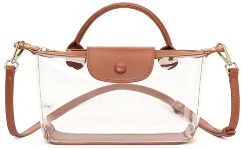 FALAN MULE Transparente Umhängetasche Damen, PVC Durchsichtige Tasche mit Verstellbarem Riemen Wasserdichte Durchsichtige Umhängetasche für Konzerte, Sportveranstaltungen, Shopping, Reisen