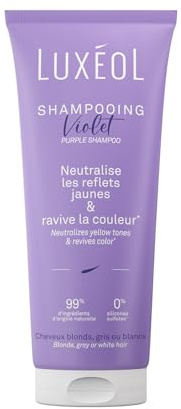 LUXÉOL - Shampooing Violet - Neutralise les reflets Jaunes & Cuivrés* | Sublime et Ravive la Couleur* - Contient Un Pigment Violet Correcteur - Sans Silicones - Fabriqué en France - 200 ml