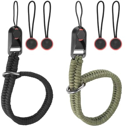 KDRNXVAL 2 Pack Camera Wrist Straps with 4 Quick-Release Buckles, Durable Paracord Hand Straps with Adjustable D-Rings Safety Lanyards for DSLR & Mirrorless Cameras