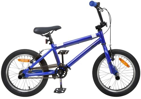 vidaXL BMX Rad 18 Zoll für 7-10 Jahre alt Dunkelblau, Verstellbare Lenker, Kinder BMX-Rad, Jugend Stunt, Outdoor Fahrrad, Sportliches Rad für Kids