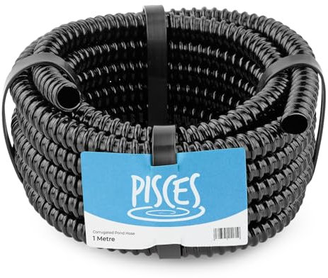 Pisces Flexible Pond Hose Pipe | 12mm (0.5 inch) Order by The Metre | Corrugated Black Tubing for Filter Pumps and UVC System