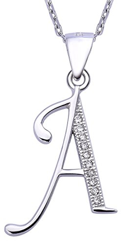 VIKI LYNN Initial Anhänger A 925 Sterling Silber Buchstabe Halskette mit Zirkonia Personalisierte Geschenke für Frauen Damen Mädchen