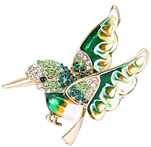 EVER FAITH® österreichischen Kristall Schmelz elegant Vögel Brosche Grün Gold-Ton N04945-2