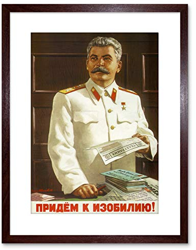 VINTAGE AD POLITICAL STALIN SOVIET USSR COMMUNISM FRAMED PRINT F97X5948