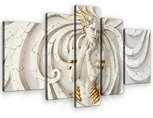 Forwall Leinwandbilder 5 Teling Abstrakt Medusa Frau Canvas Bbilder SET XXL Wandbild Kunstdruck Wandbilder Wand Bild auf Leinwand UV-Beständig Aufhängefertig (10211, S4A (170 x 100 cm))
