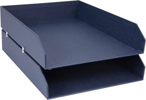 Bigso Briefablage aus Faserplatte, stapelbar, 2 Etagen, Blau, 6,3 x 22,9 x 31 cm