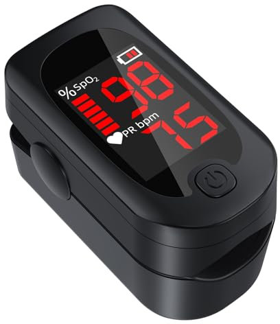 Metene Pulse Oximeter Fingertip, Blood Oxygen Saturation Monitor, Heart Rate Monitor and SpO2 Levels, Portable Pulse Oximeter with Case, Lanyard and Batteries