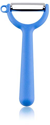 Kochblume Original Sparschäler | Y-Schäler glatt, Universalschäler, Edelstahl, spülmaschienengeeignet, in der bunten Box (blau)