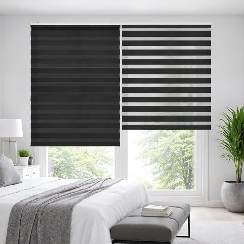 Store Jour Nuit Enrouleur pour fenêtres Tissu Double 100x180 cm Gris | Installation facile mur/plafond Largeur tissu 97,5 cm Stores enrouleurs intérieurs Qualité Premium Maison StoresDeco