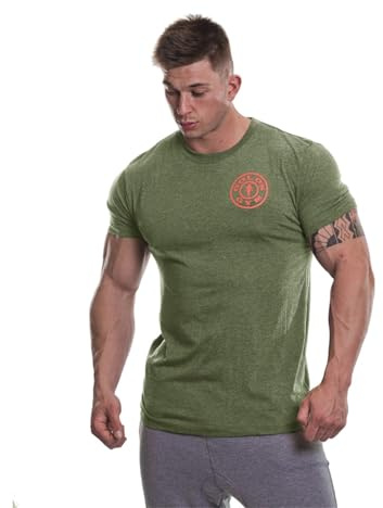 Gold's Gym Herren Gold’s Gym Ggts001 Mens Basic Left Chest Muscle Joe Print Logo Crew Neck T-Shirt Herren-T-Shirt mit Logo (1er Pack)