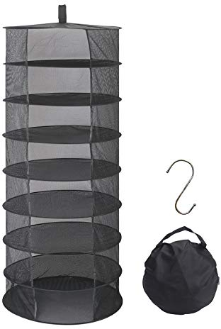 Nwvuop 8 Layer Plant Drying Racks Breathable Hanging Mesh Dry Net with Hook for Herb Flowers Vegetables and Clothes Drying Black