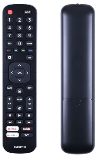 New EN2X27HS Replacement Remote Control Applicable for Hisense Smart TV 43K300UWTS 55NEC5200 65K5500UWTS 65M7000 H32M2600 H55N5300 H55MEC7050 H65N5300 H65M7000
