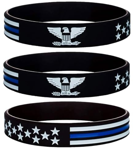 Sainstone Thin Blue Line American Power Adler Armbänder mit amerikanischer Flagge – Unterstützung der Strafverfolgung, Silikon-Gummi-Armbänder, Geschenke für Polizisten, Patrioten, Männer, Frauen