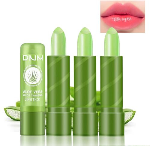 Lot de 2 rouges à lèvres à l'aloe vera qui changent de couleur, longue durée, baume à lèvres nourrissant et repulpant, hydratant, changement de couleur selon la température (lot 03)