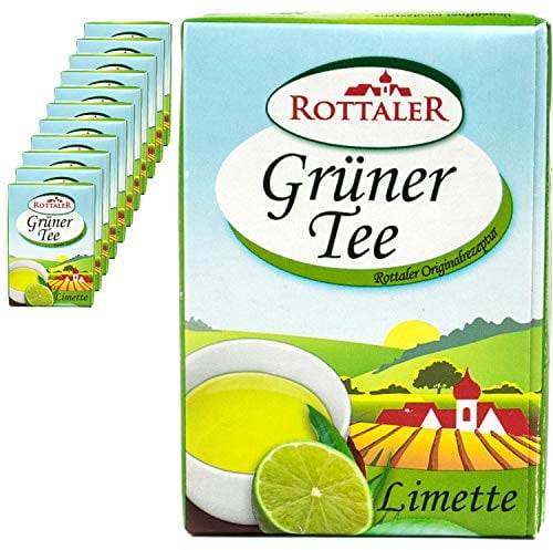 Rottaler - 12er Pack Eistee Grüner Tee Limette 0.5 Liter (Mit Strohhalm) - Ice Tea Erfrischungsgetränk Softdrink ohne Kohlensäure mit Grüntee Limetten Geschmack (Originalrezeptur)