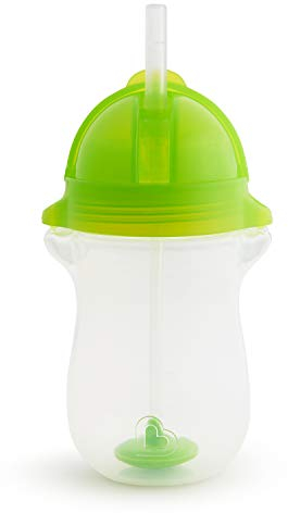 Munchkin Click Lock Tip & Sip Straw Trainer Cup| Baby & Toddler Sippy Cups with Straw| BPA Free Non Spill Cup| Weaning Baby Straw Cup| Weighted Straw Childrens Cups|10oz/296 ml| Green