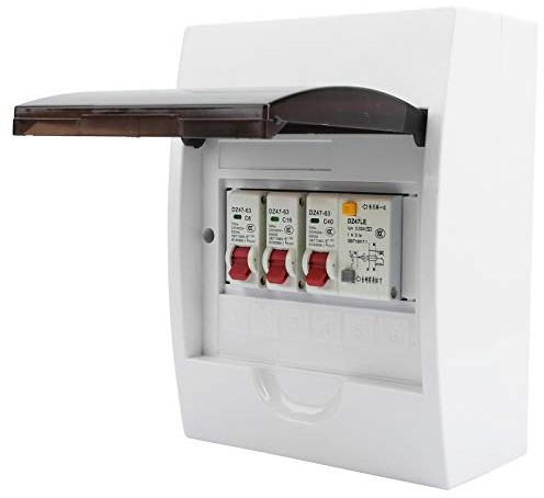 Consumer Unit 40A 30mA RCD 2MCB Mini Circuit Breaker Panel | ABS plastic enclosure, IP65 protective , garage and workshop distribution , retardant housing, residentia