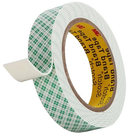 3M Doppelseitiges Schaumstoff Klebeband 4026 25mm x 300cm 1 Rollen 1.6 mm dick Weiß Doppelt Beschichtetes Urethan Polyurethan Band für Kleben Anbringen Montieren Innenbeschilderung Namensschilder