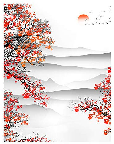 GIBZ Japonais Noren Porte Rideau Paysage Motif Coton Lin Longue Porte Tapisserie pour la Décoration de la Maison