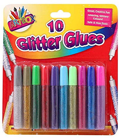JMS we create smile 10 Assorted Colour Glitter Glue Pens | Art Craft Pens | Scrapbooking