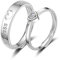 AMDXD Herz Verlobungsringe Paar Ringe Set, 3/4MM Partnerringe Für Sie und Ihn mit Zirkonia Solitärring, Silber, Größe Verstellbar