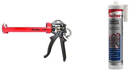Fischer KPM 2 Plus Pistola per Tassello Chimico e Silicone con Anti-Gocciolamento & DEC Cemento Espresso, Sigillante per la Riparazione e Riempimento di Crepe Giunti Interni ed Esterni