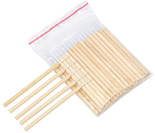 1 lot de 50 pinceaux jetables pour extensions de cils avec manche en bambou