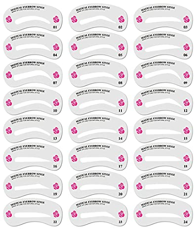 24 Modelli Stencil per Sopracciglia Make up Attrezzo Riutilizzabile Sopracciglio Stampino Impermeabili Set