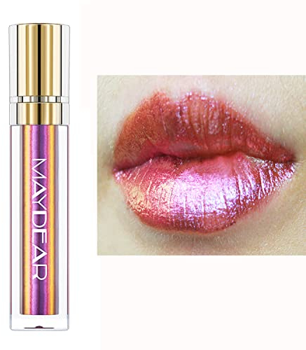 Maydear Chamäleon-Lippenstift, langlebiger, wasserfester, bunter, diamantschimmernder Lipgloss für Frauen und Mädchen, Make-up-Set