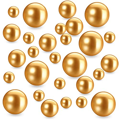 Schwimmende Perlen 150 Stück Kein Loch Acryl-Kunstperlen 8/14/20mm Lose Perlen für Schmuckherstellung, DIY-Schmuck Schwimmende und Vasenfüller Partydekorationen (Gold)