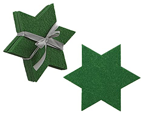 Filz Untersetzer Stern 6 Stück, 12,5cm von Sternspitze zu Sternspitze, waschbar (grün)