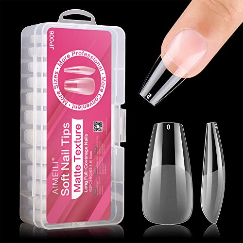 AIMEILI 432 Stück Fake Nails Transparent 12 Größen Künstliche Nägel Zum Aufkleben Acryl UV Gel Nagelspitzen Nail Art Falsche Nägel mit Box - Short Coffin
