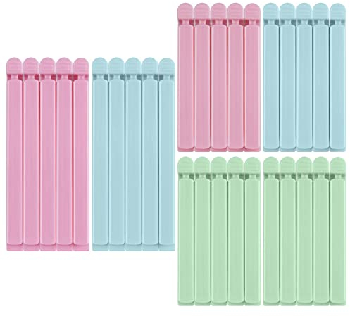 AUAUY 30 Piezas Pinzas Bolsas Alimentos de Plástico, Clips Reutilizables para Bolsas de Refrigerios, para el Hogar para Sellar Alimentos Snacks Café, 5,9 Pulgadas y 4,72 Pulgadas, 3 Colores
