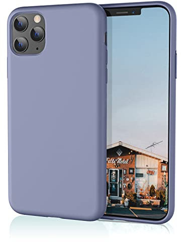HiiVeet Silicone Case Compatible with iPhone 11 Pro Max Case 6.5 Inch, Soft Ultra Slim Protective Shockproof Liquid Silicone Phone Case with Anti-Scratch Microfiber Lining,Lavender Gray