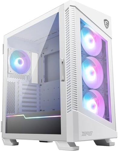 MSI MPG VELOX 100R WHITE Mid-Tower PC Case - ATX Motherboard Capacity, Tempered Glass Door, 4 x 120mm ARGB Fans, Mystic Light, Supports 2 x 360mm Radiators & Side Ventilation Configurations