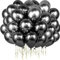 PuretéavHom 60 Stück Luftballons Schwarz Helium Ballons mit 3 Rollen farbiger Bänder 12 Zoll Luftballon Latexballons Metallic Luftballons für Geburtstagsdeko Hochzeit Taufe Deko Partydeko