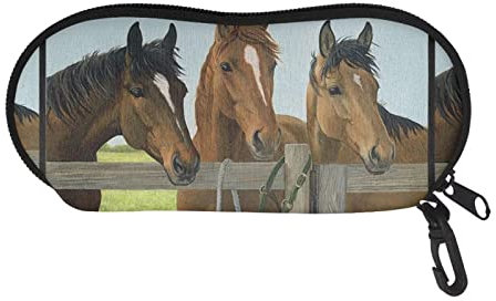 Coloranimal Pferde-Brillenetui für Kinder und Erwachsene, Reißverschluss-Brillenetui, Tragetasche, weich, tragbar, Brillenhalter, Beutel für Jungen und Mädchen, pferd, One size