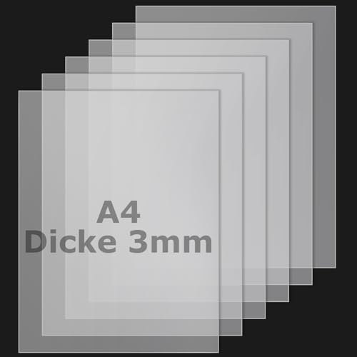 MIVIDE 6 Pièces Plaques Acryliques Transparentes, 300 x 210 x 3mm Plaques Plexiglas A4, Plaque Acrylique pour DIY, Sculptures, Maquettes, Panneaux de Table