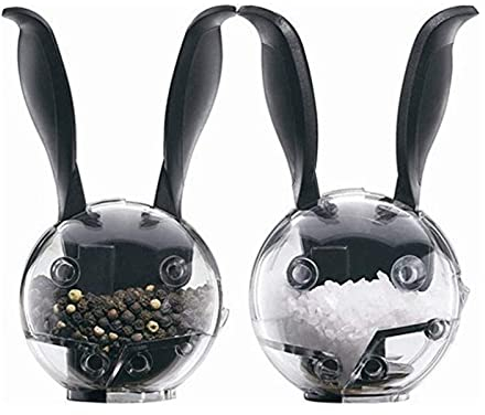 IRYZE Salt Mill Pepper Grinder Pepper Mill 2pc Mini Manual Spice Grinder Ball,Black Rabbit Ear Design, Pepper Grinder, Kitchen Tools Pepper Mills Pepper Grinders