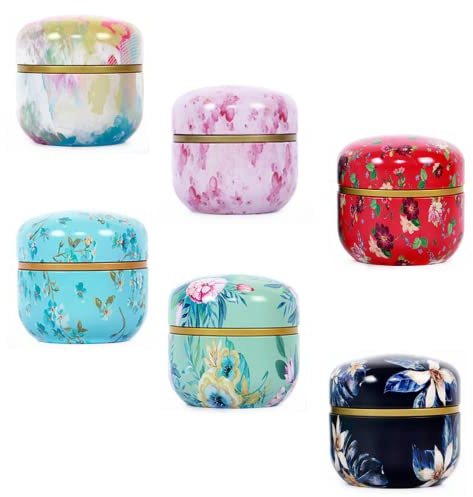 HAN SHENG 6 Pcs Tea Canister with Lids Tea Tins for Loose Tea Storage