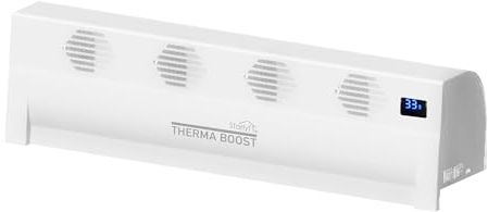 Genius Invictus Therma Boost Basic Akku Heizverstärker 2 Modi Display, Kabellos, Wärme Verteilung, Heizkörper Ventilator Heizungsaufsatz mit integrierter Thermostat Sparen Energie Heizkosten