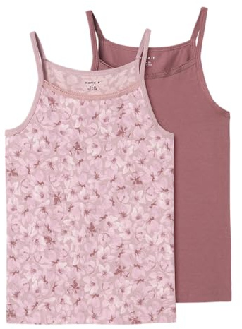 Name IT Mädchen Nkfstrap Top 2p Mauve Flower Noos Unterhemd, Mauve Shadows, 146-152 EU