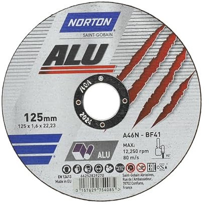 Norton Trennscheibe gerade 41 | 125x1,6x22,23 A 46 N Alu
