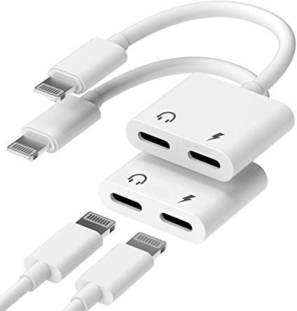 Dual Lightning Jack Dongle for iPhone Headphone Adapter 2in1(2pack)Audio Charge Splitter Cable for Apple MFI Certified 14 13 12 11 Pro Max Mini 7 8plus X XS XR for Ipad Earphone AUX Charging Converter