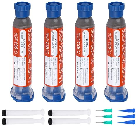 Wonderway Sn42/Bi58 T4 Lead Free Solder Paste No Clean, 138℃ Melting Point (30gx4packs)