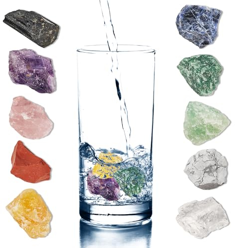 PURAJA All in One Edelstein Set | Alle Wasserstein Mischungen selbst zusammenstellen | Je ein Stück von den 10 beliebtesten Wasser- & Heilsteinen | 100% Natursteine