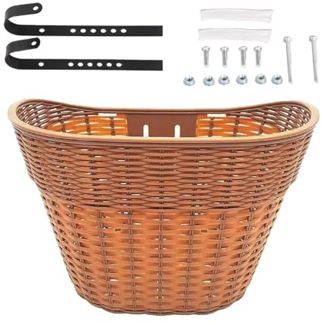 kowaku Bicycle Basket Storage Basket Pannier Bike Basket Bicycle Cargo Rack for Shopping Outdoor Cycling Men Women Kids Adults, brown