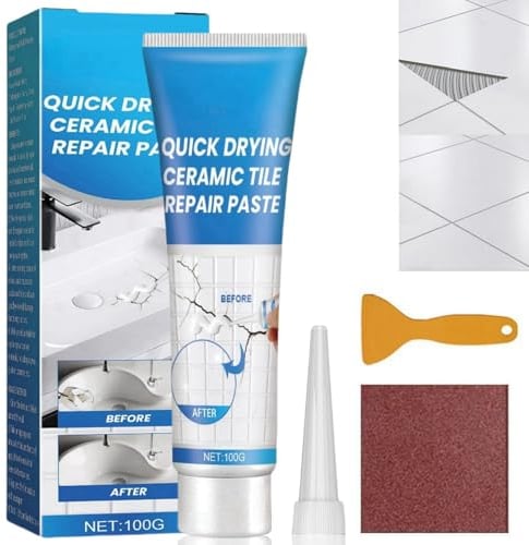 Ruojiar Ceramic & Porcelain Tile Repair Paste, Shower Tray & Bathtub Repair Kit, Waterproof & Leak-proof, Strong Adhesion, Quick Drying